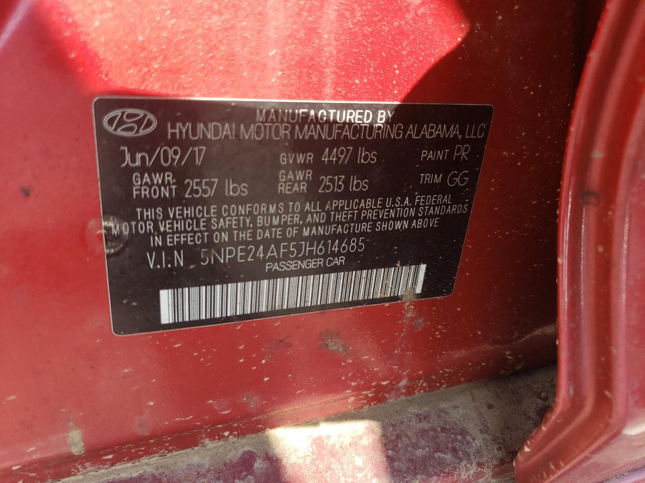 5NPE24AF5JH614685 2018 Hyundai Sonata Se