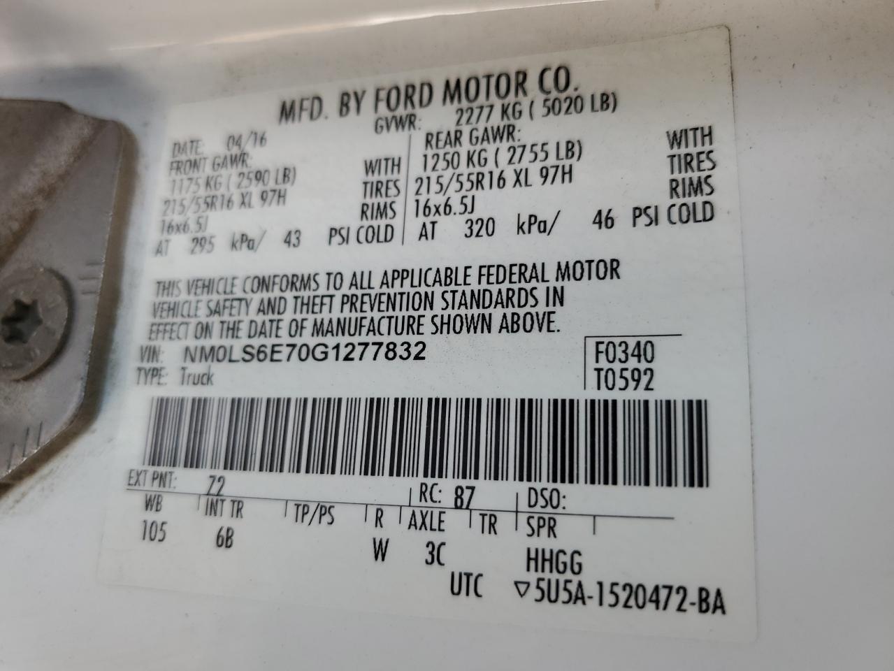 NM0LS6E70G1277832 2016 Ford Transit Connect Xl