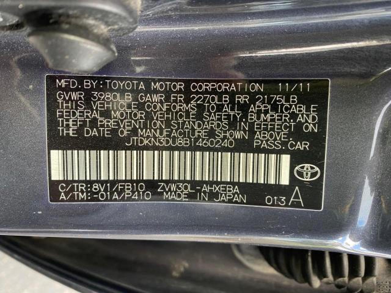 JTDKN3DU8B1460240 2011 Toyota Prius