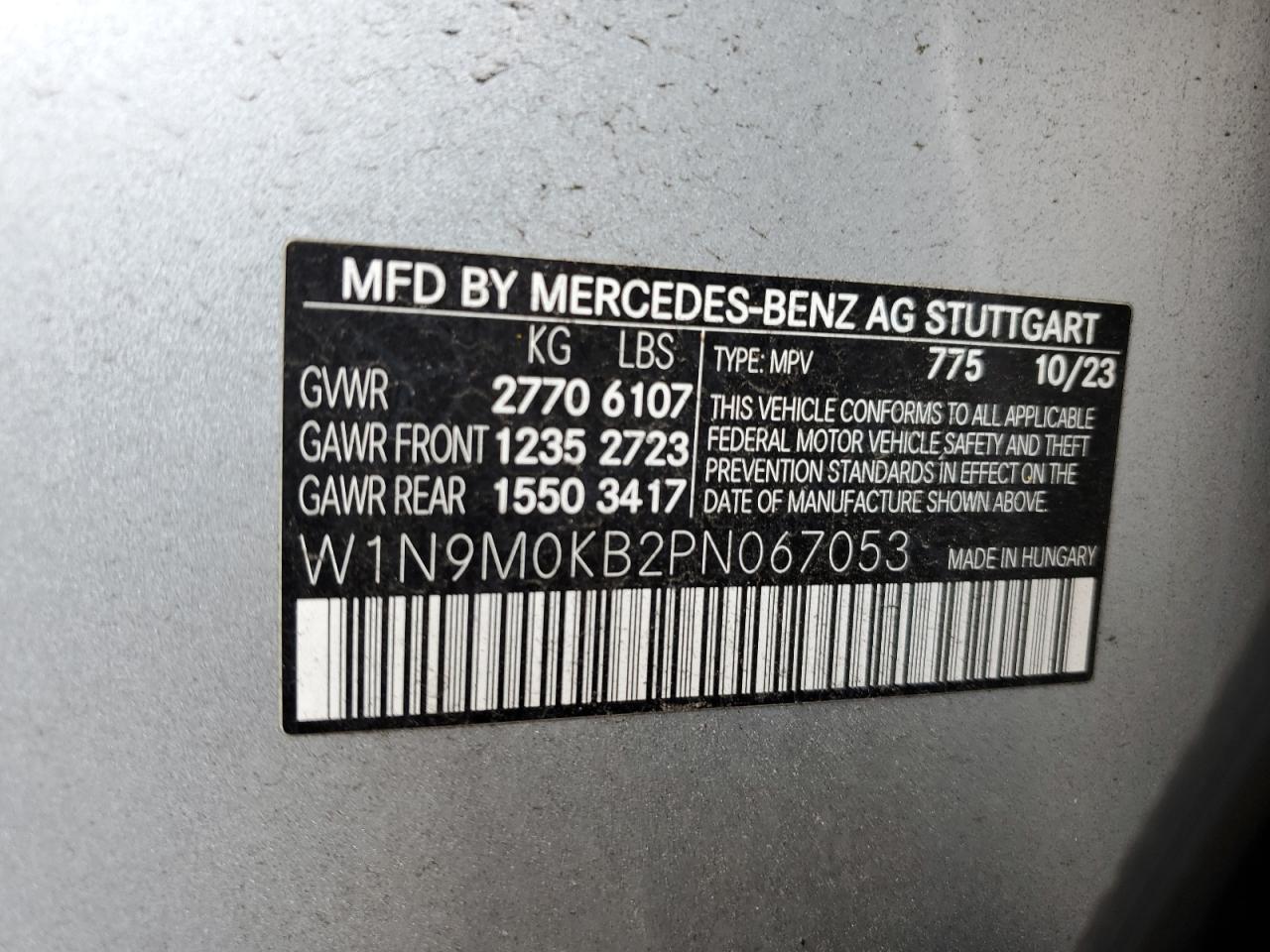 W1N9M0KB2PN067053 2023 Mercedes-Benz Eqb 300 4Matic