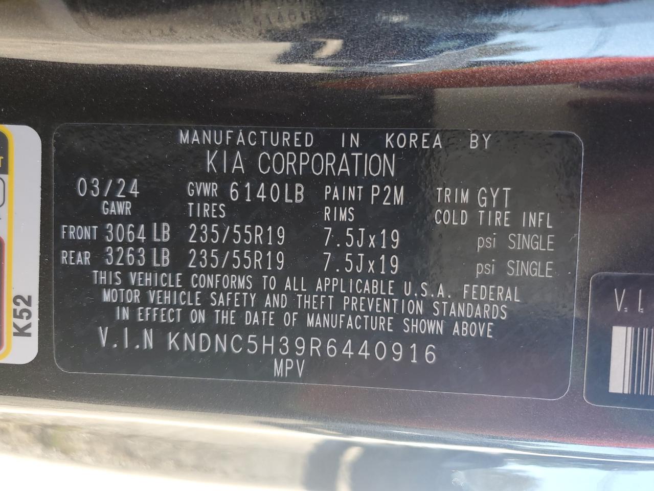 2024 Kia Carnival Ex VIN: KNDNC5H39R6440916 Lot: 74666894