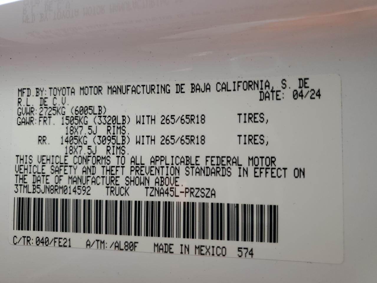 3TMLB5JN8RM014592 2024 Toyota Tacoma Double Cab