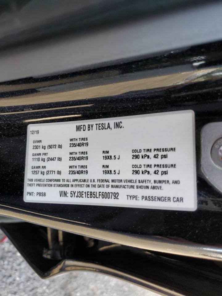 5YJ3E1EB5LF600792 2020 Tesla Model 3