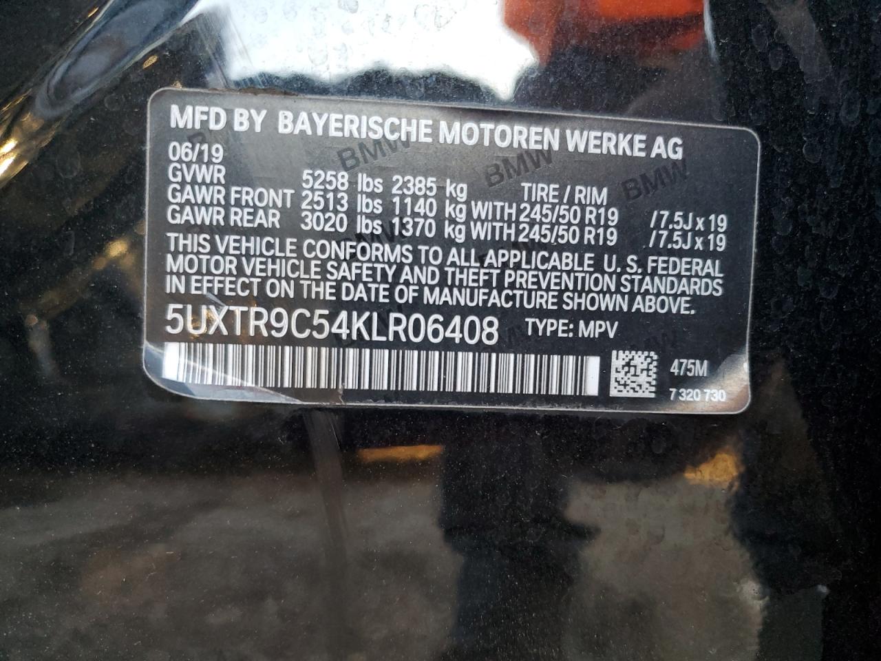 5UXTR9C54KLR06408 2019 BMW X3 xDrive30I