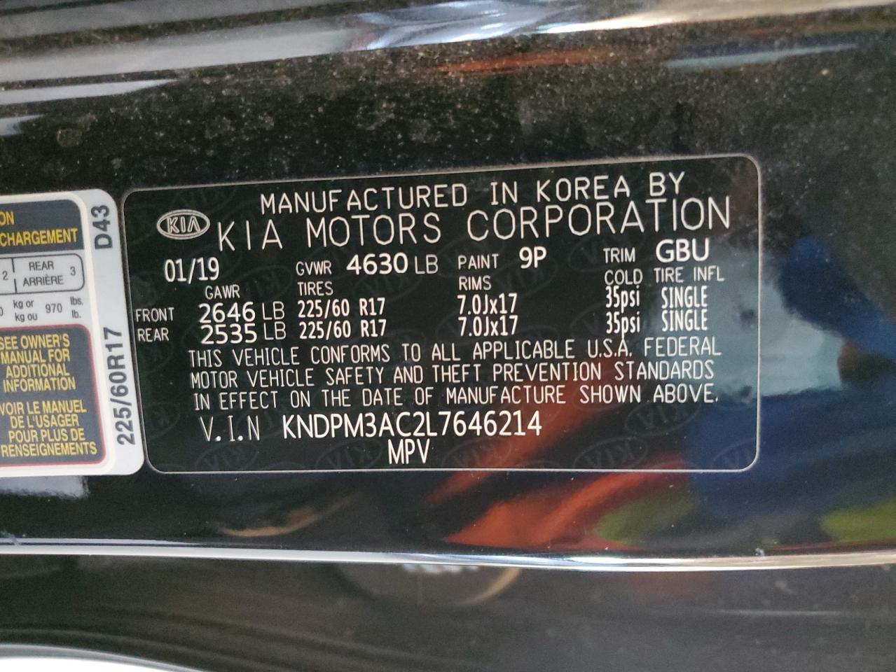 2020 Kia Sportage Lx VIN: KNDPM3AC2L7646214 Lot: 76591664