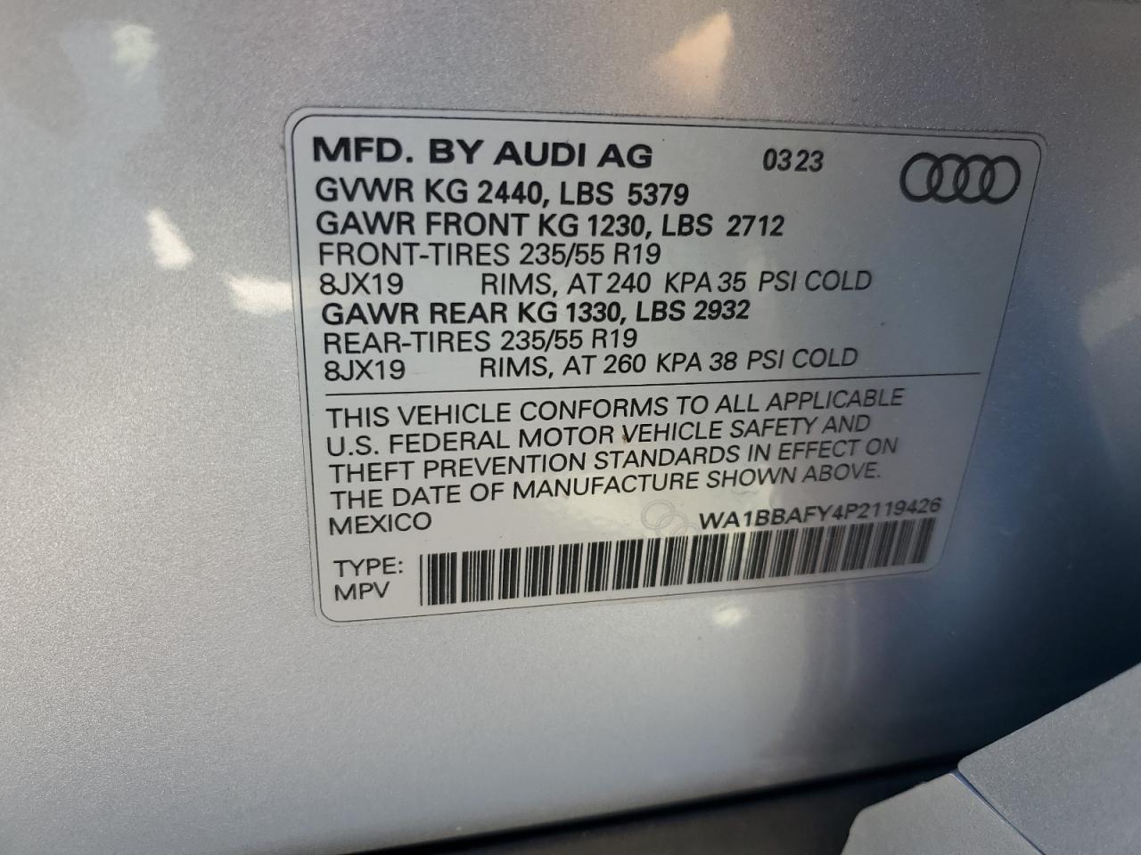 WA1BBAFY4P2119426 2023 Audi Q5 Premium Plus 40