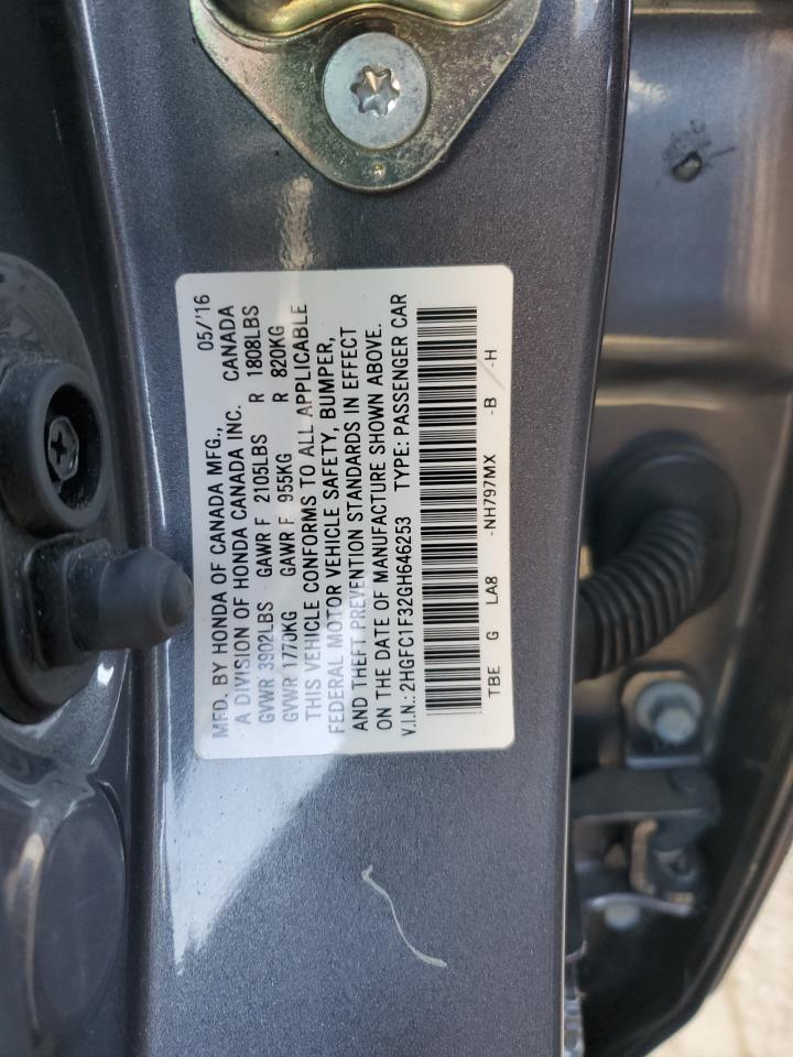 2HGFC1F32GH646253 2016 Honda Civic Ex