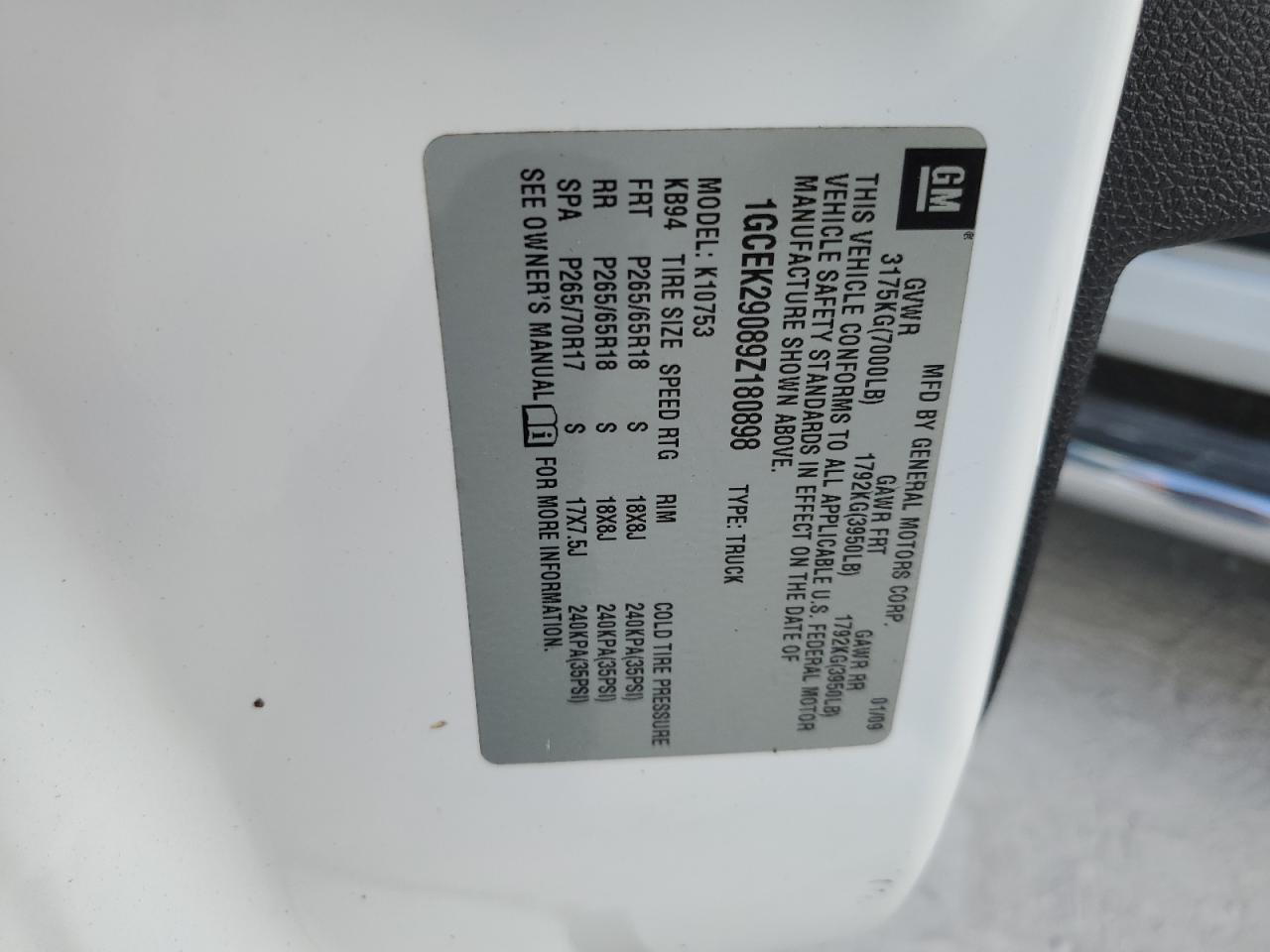 2009 Chevrolet Silverado K1500 Lt VIN: 1GCEK29089Z180898 Lot: 75165984