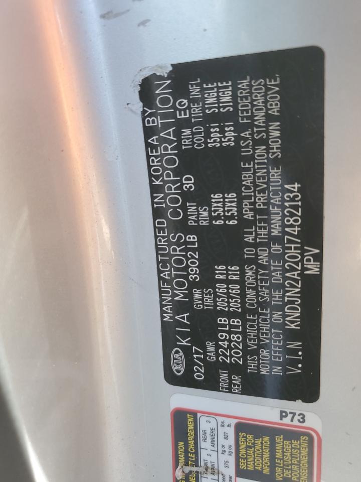 2017 Kia Soul VIN: KNDJN2A20H7482134 Lot: 74017174