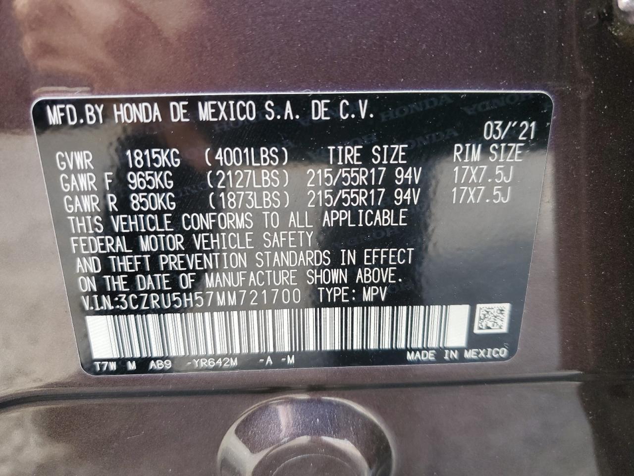 2021 Honda Hr-V Ex VIN: 3CZRU5H57MM721700 Lot: 75909774