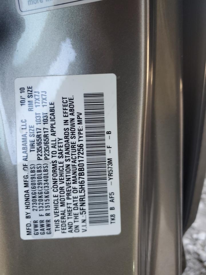 5FNRL5H67BB017256 2011 Honda Odyssey Exl