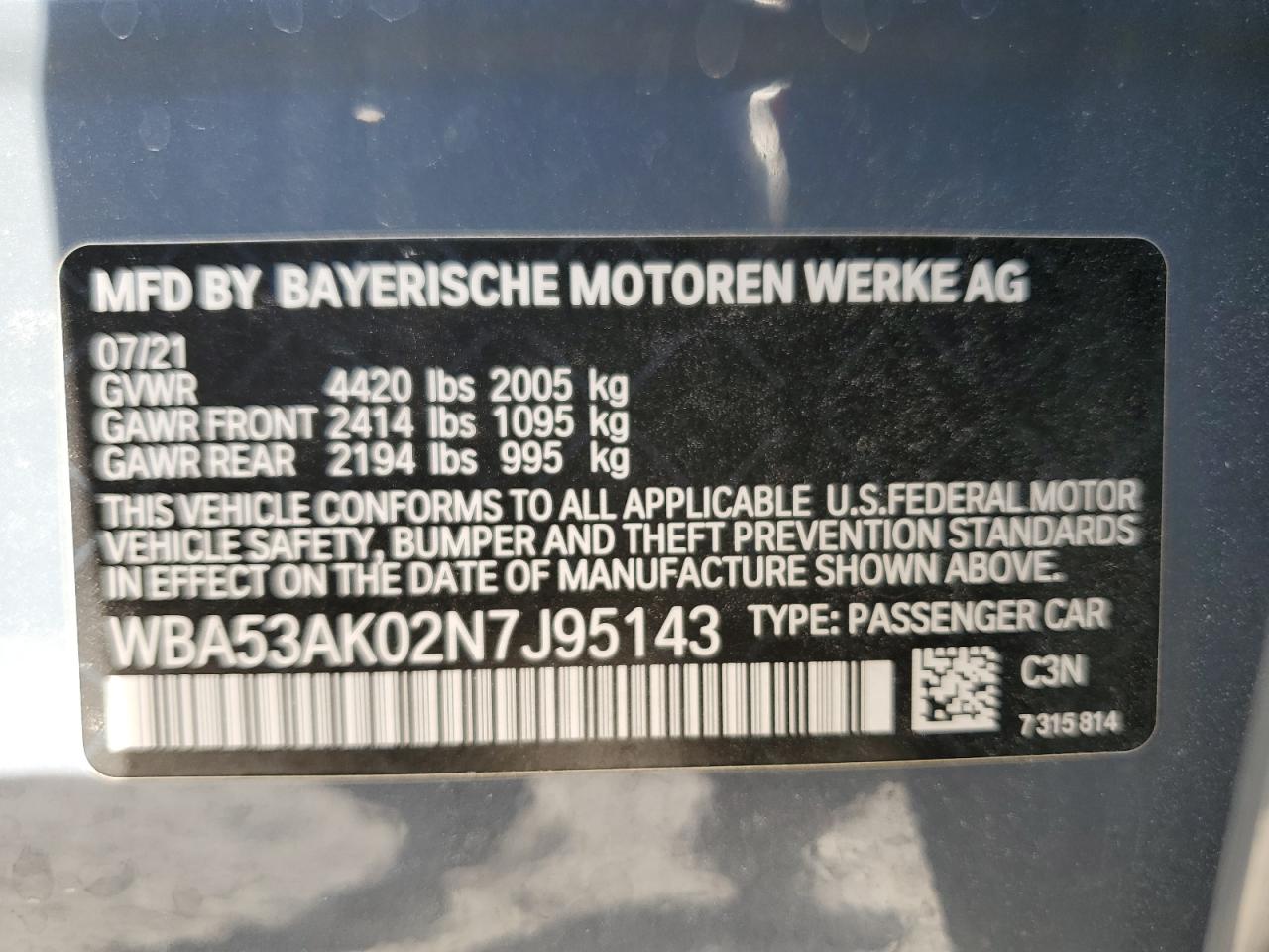 2022 BMW 228I VIN: WBA53AK02N7J95143 Lot: 78473224