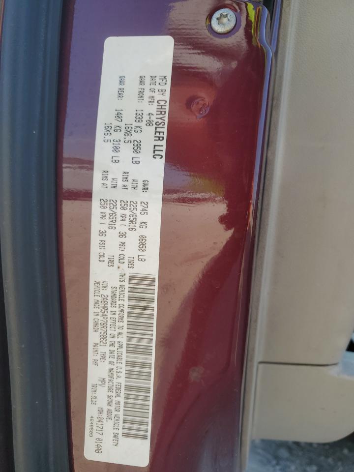 2008 Chrysler Town & Country Touring VIN: 2A8HR54P78R758621 Lot: 78203154