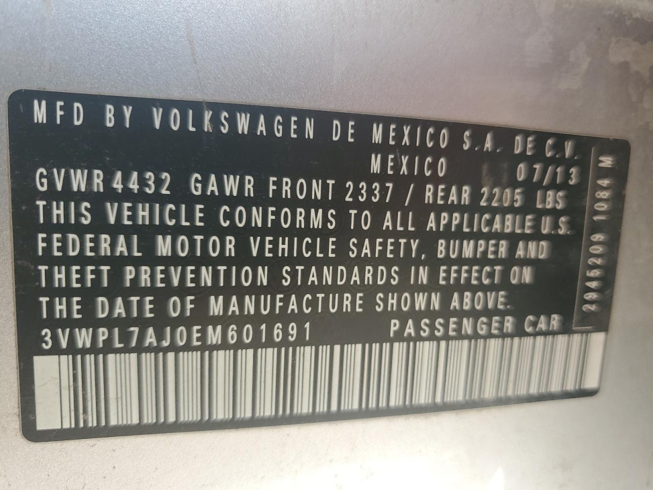 3VWPL7AJ0EM601691 2014 Volkswagen Jetta Tdi