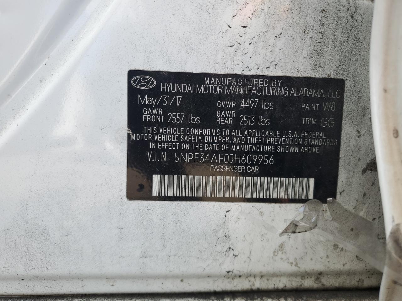 5NPE34AF0JH609956 2018 Hyundai Sonata Sport