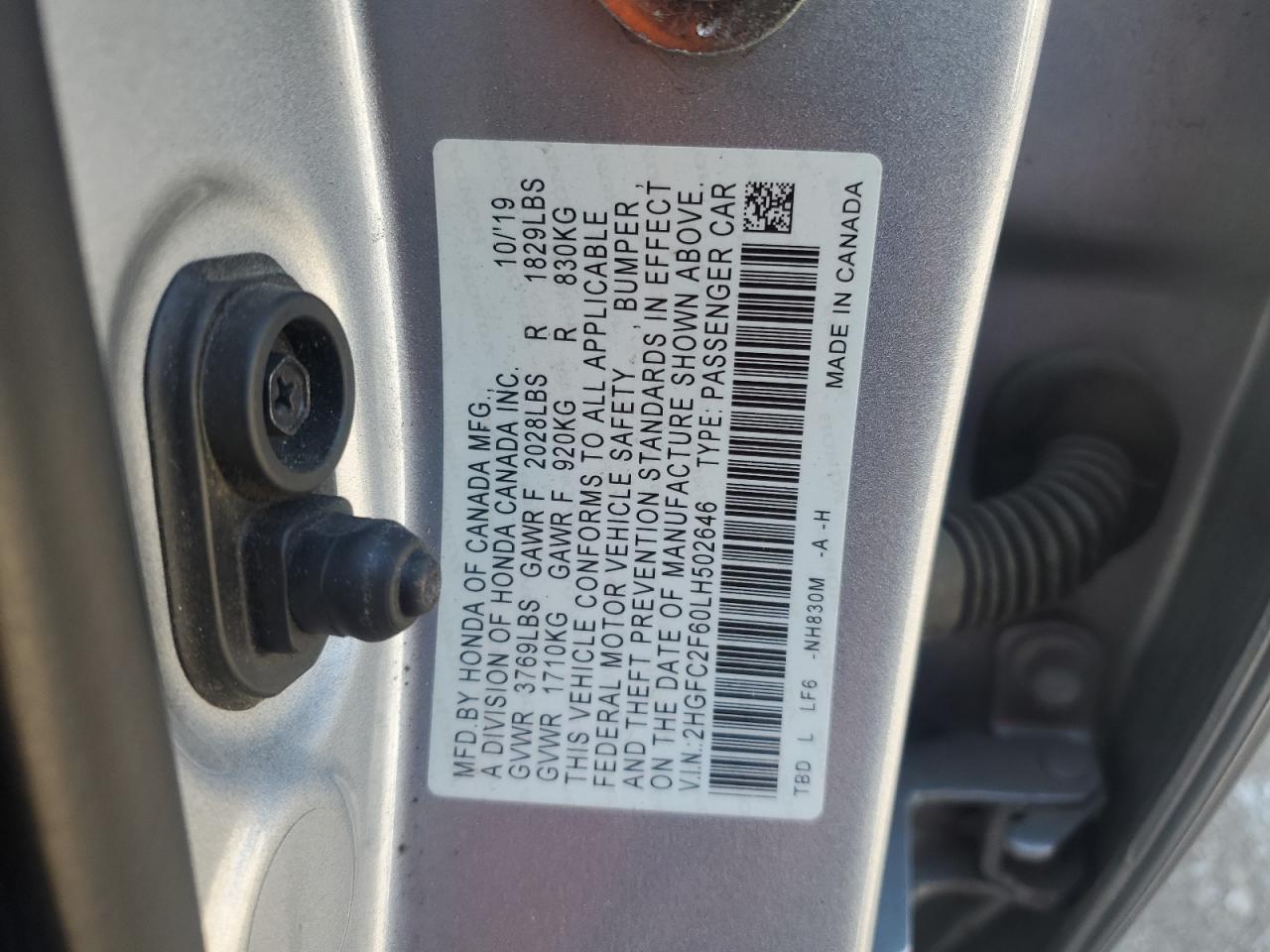 2HGFC2F60LH502646 2020 Honda Civic Lx