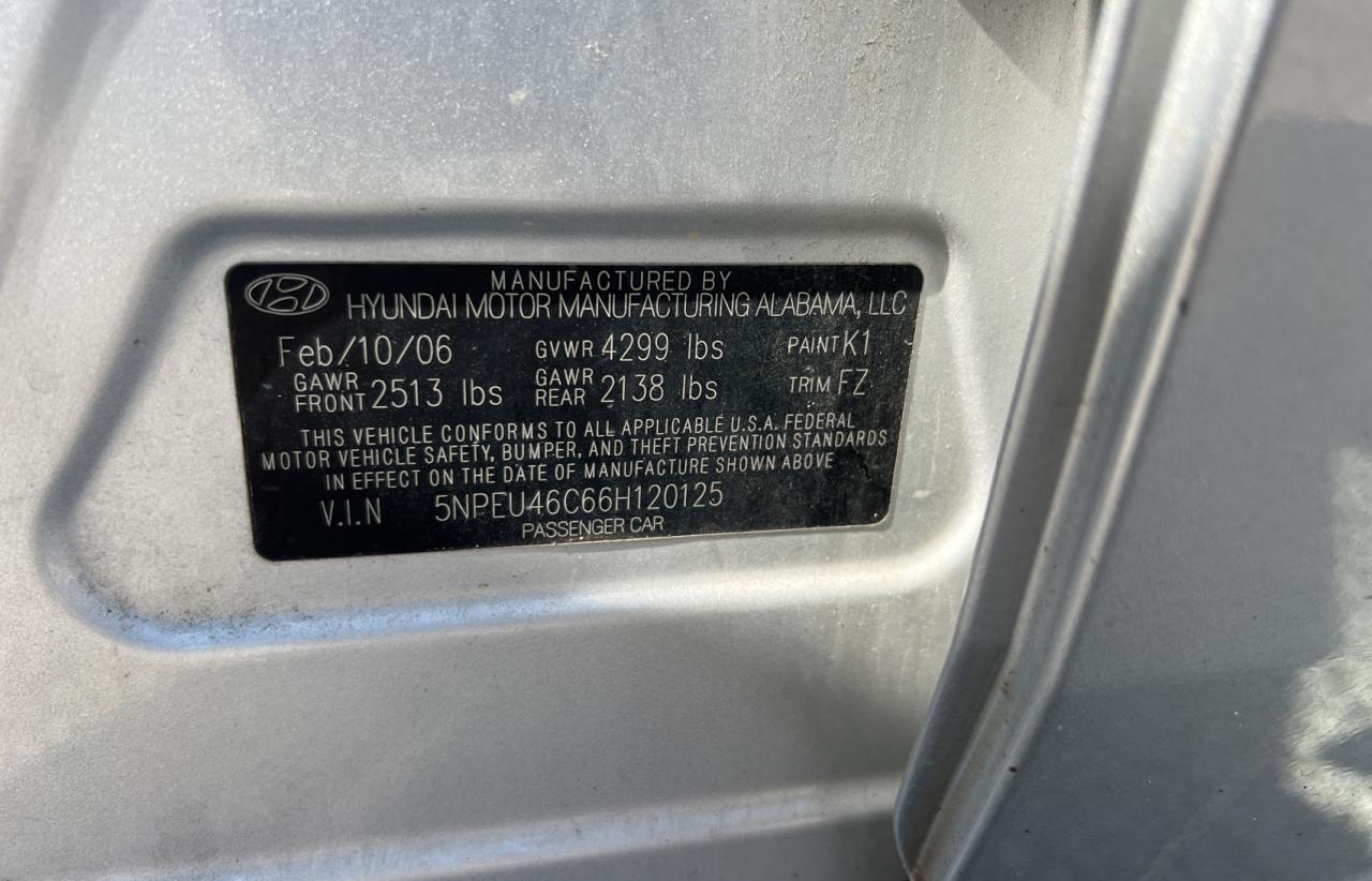 2006 Hyundai Sonata Gls VIN: 5NPEU46C66H120125 Lot: 78023774