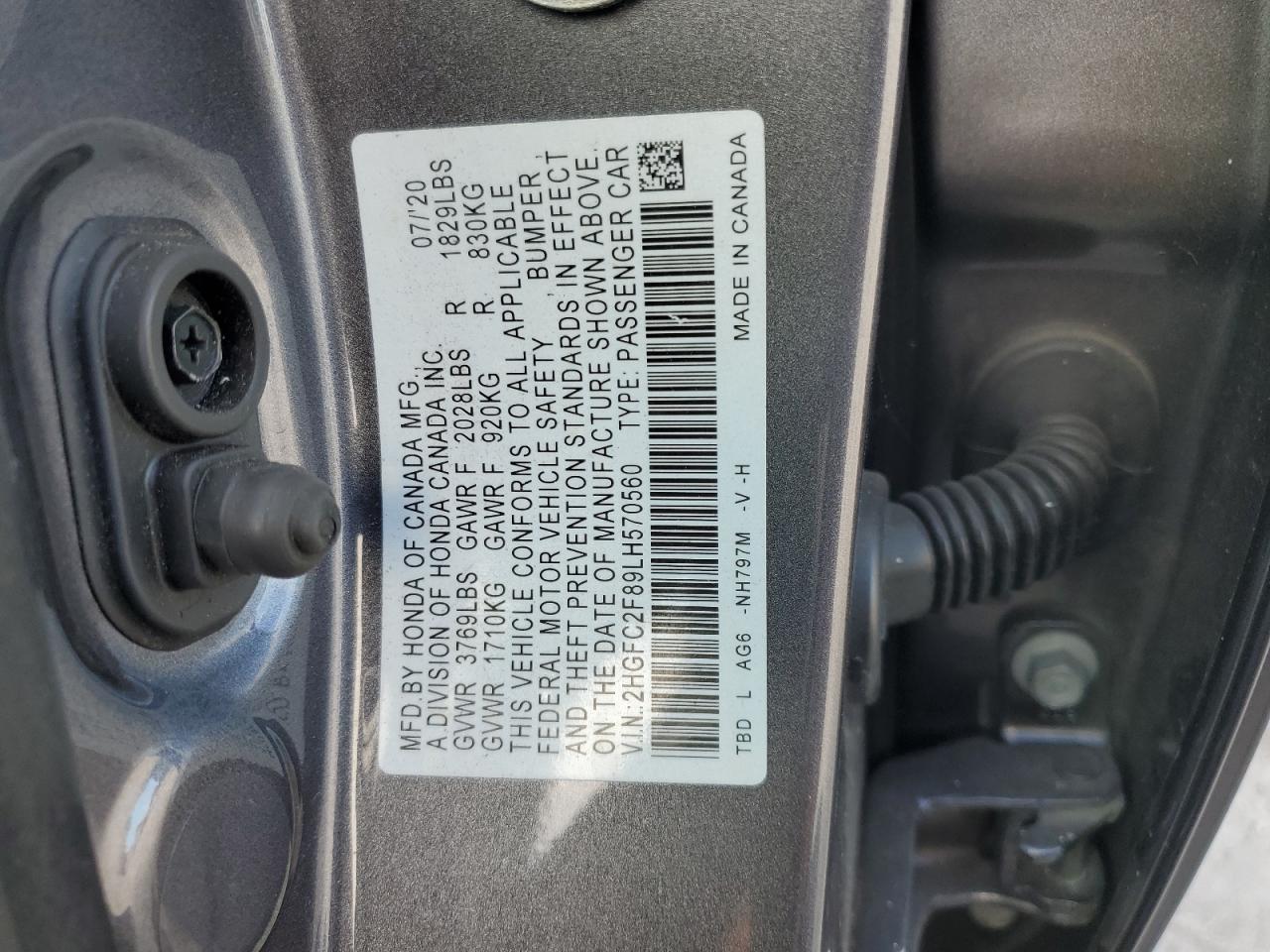 2HGFC2F89LH570560 2020 Honda Civic Sport