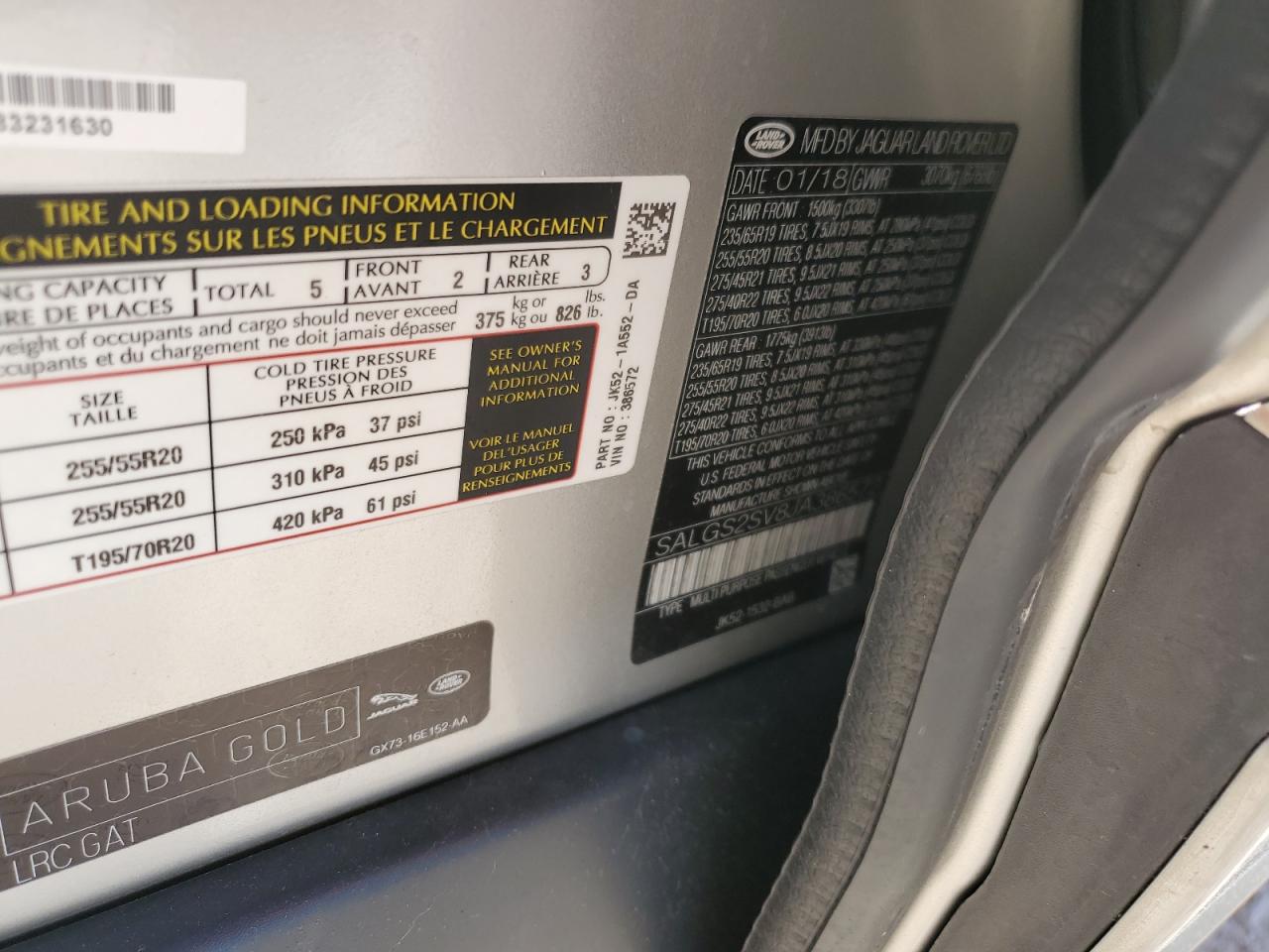 2018 Land Rover Range Rover Hse VIN: SALGS2SV8JA386572 Lot: 74220164