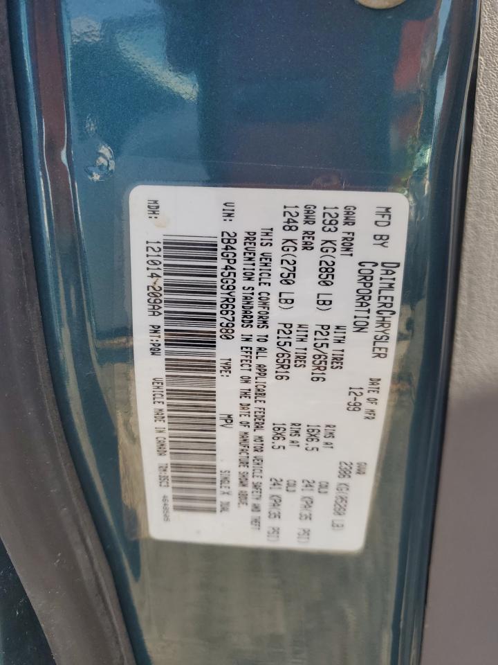 2B4GP45G9YR667980 2000 Dodge Caravan Se