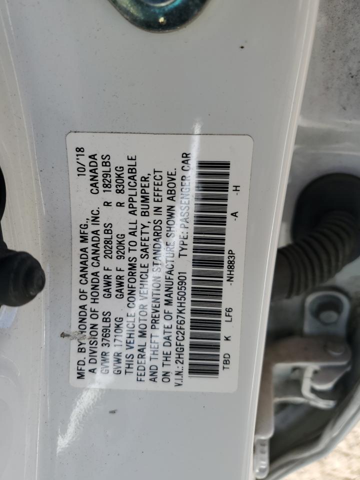 2HGFC2F67KH505901 2019 Honda Civic Lx