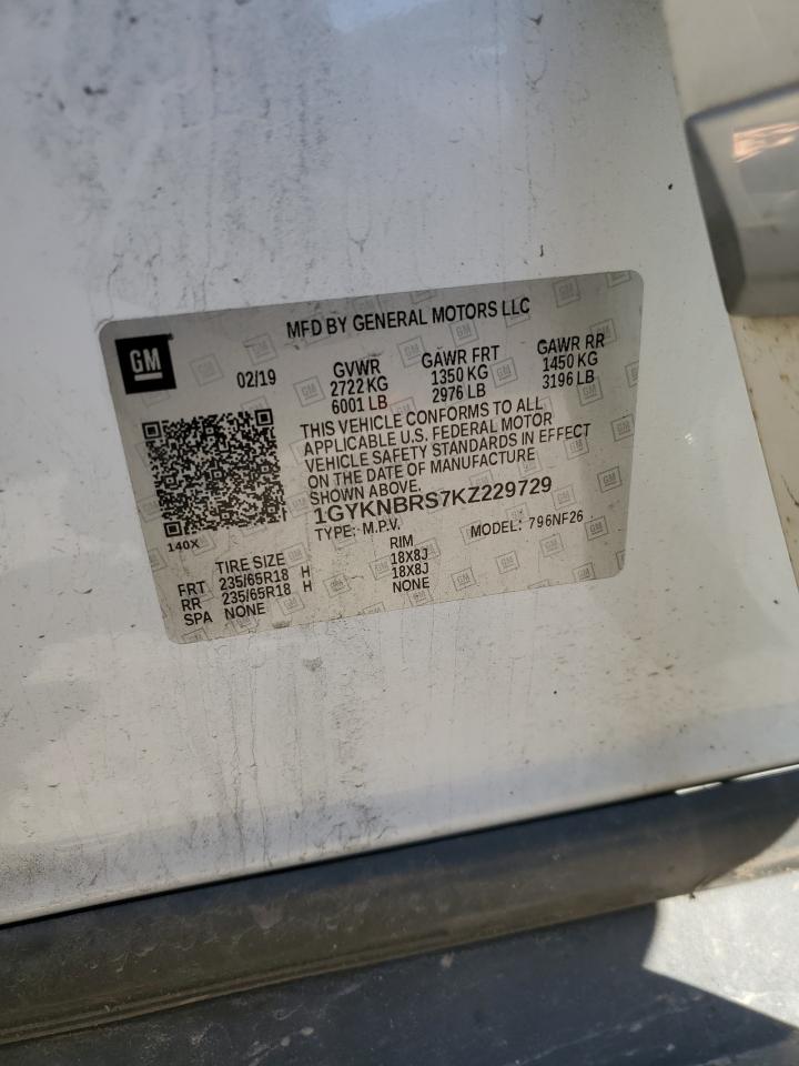 2019 Cadillac Xt5 VIN: 1GYKNBRS7KZ229729 Lot: 77763024