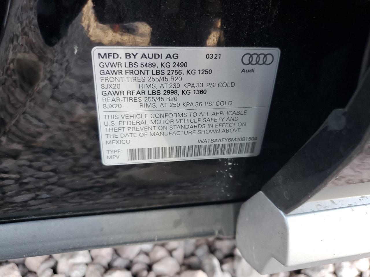 2021 Audi Q5 Premium Plus VIN: WA1BAAFY6M2081504 Lot: 77190464