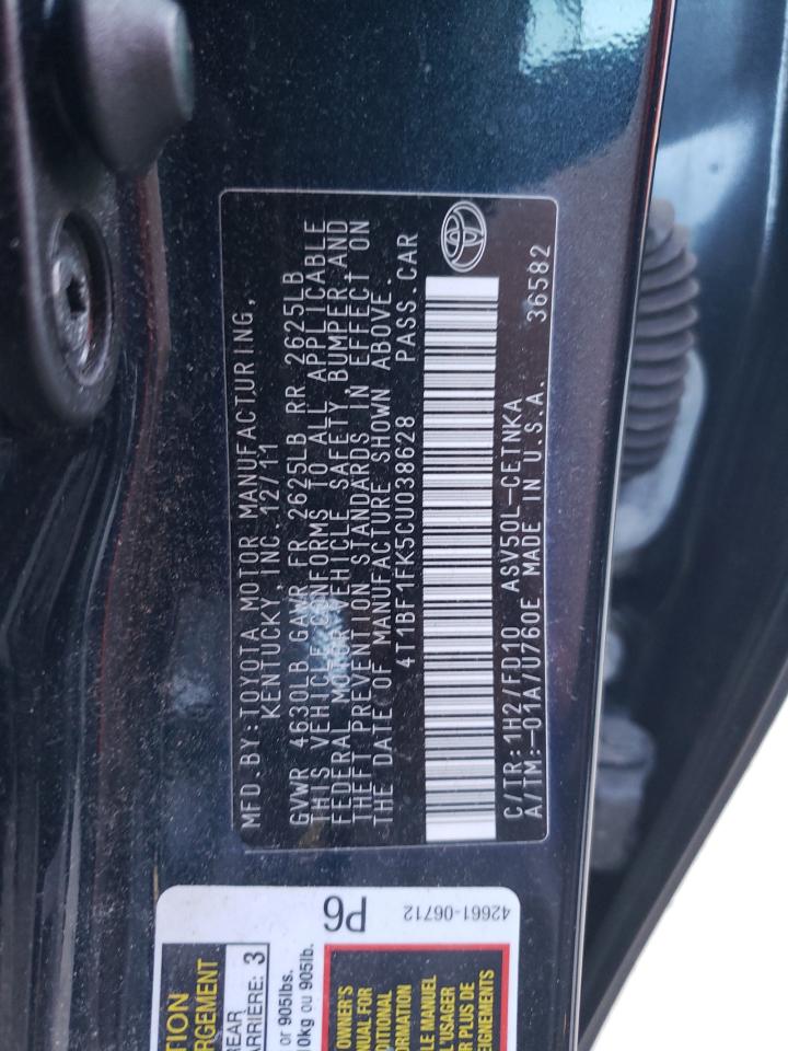 4T1BF1FK5CU038628 2012 Toyota Camry Base