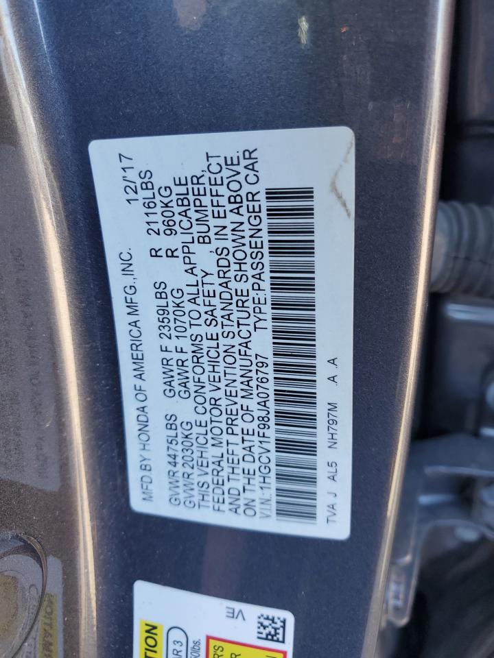 1HGCV1F98JA076797 2018 Honda Accord Touring