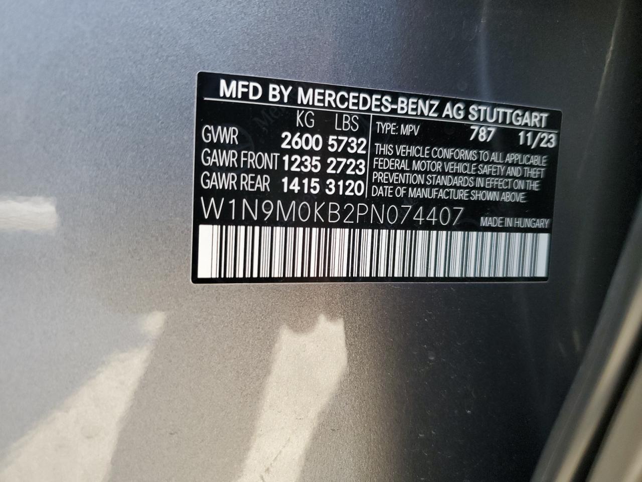 2023 Mercedes-Benz Eqb 300 4Matic VIN: W1N9M0KB2PN074407 Lot: 76829624