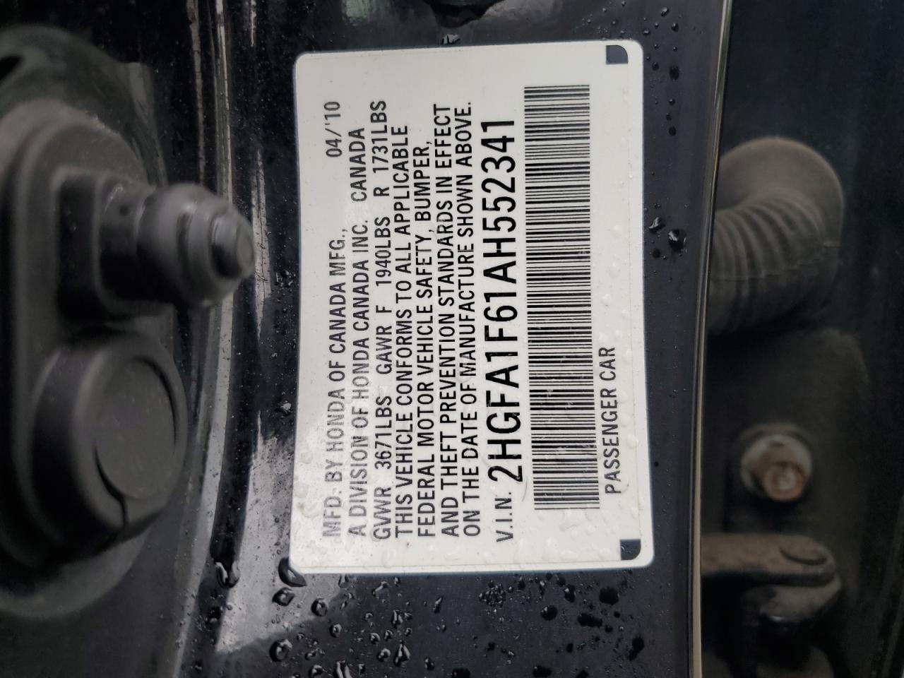 2HGFA1F61AH552341 2010 Honda Civic Lx-S