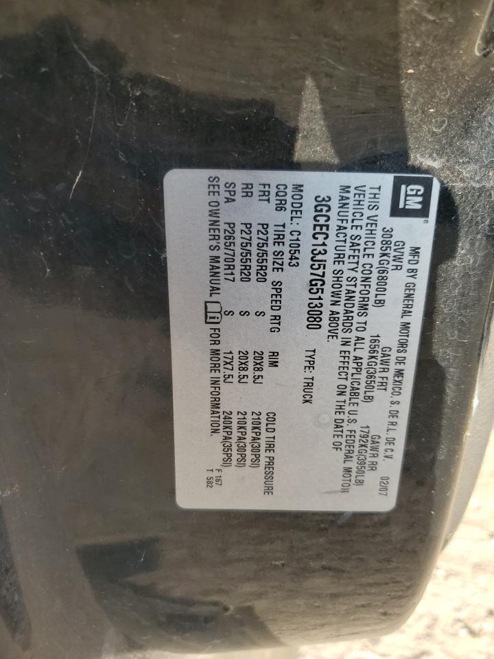 2007 Chevrolet Silverado C1500 Crew Cab VIN: 3GCEC13J57G513080 Lot: 75281094