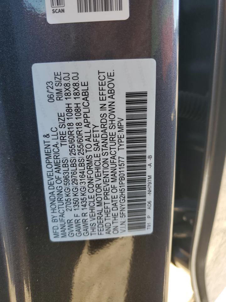 5FNYG2H51PB011577 2023 Honda Pilot Exl