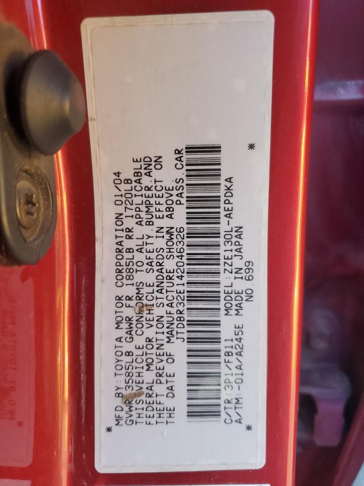 2004 Toyota Corolla Ce VIN: JTDBR32E142046326 Lot: 73892674