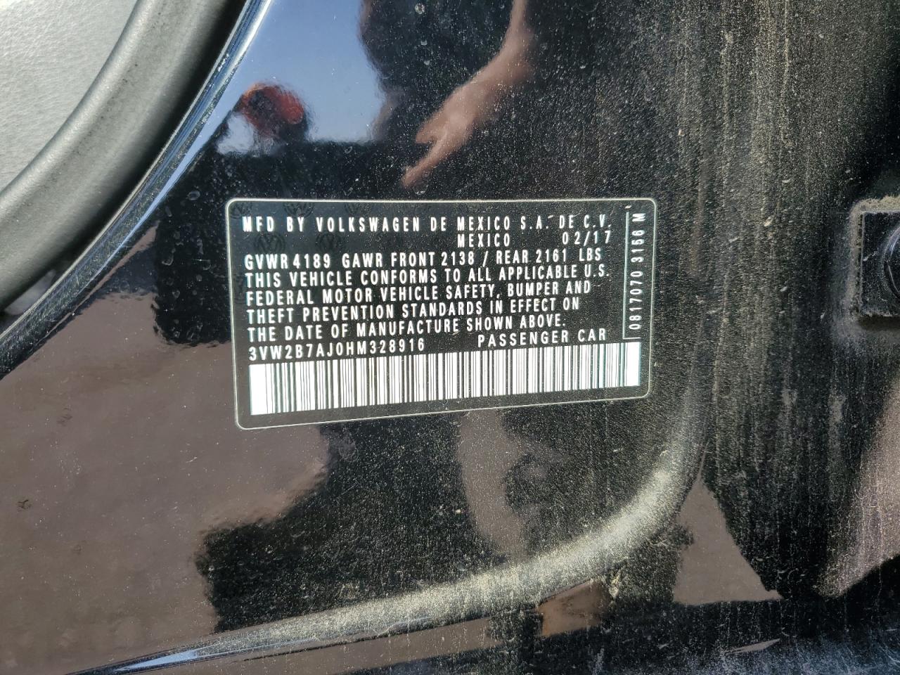 2017 Volkswagen Jetta S VIN: 3VW2B7AJ0HM328916 Lot: 77733904