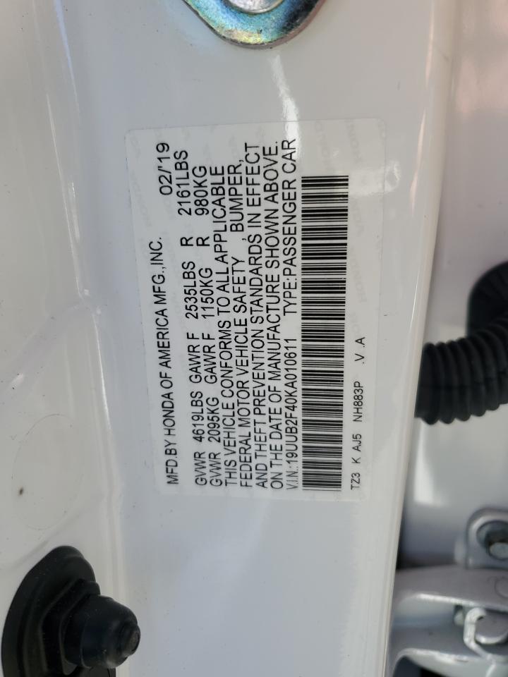 19UUB2F40KA010611 2019 Acura Tlx Technology