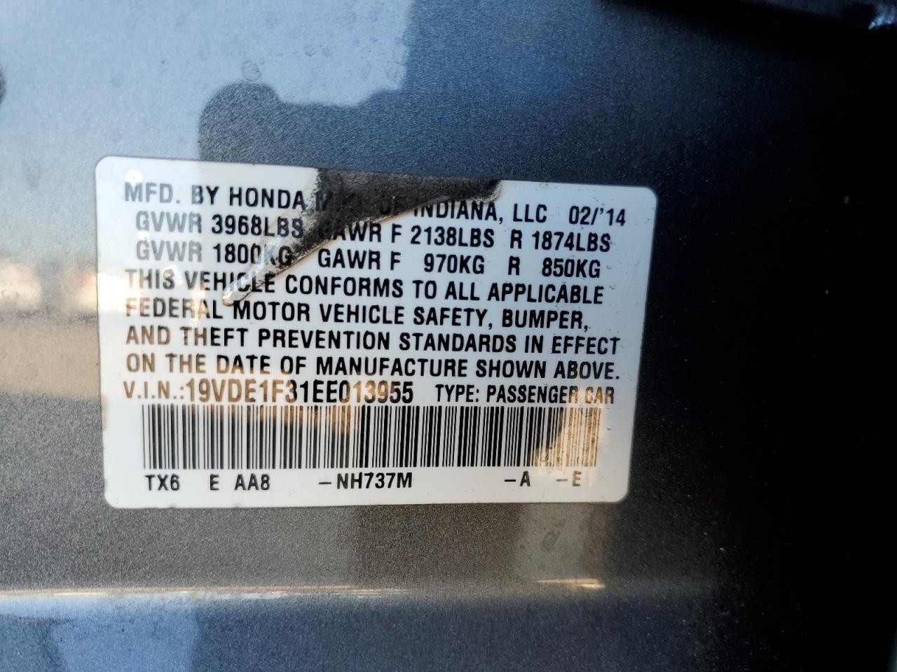 19VDE1F31EE013955 2014 Acura Ilx 20