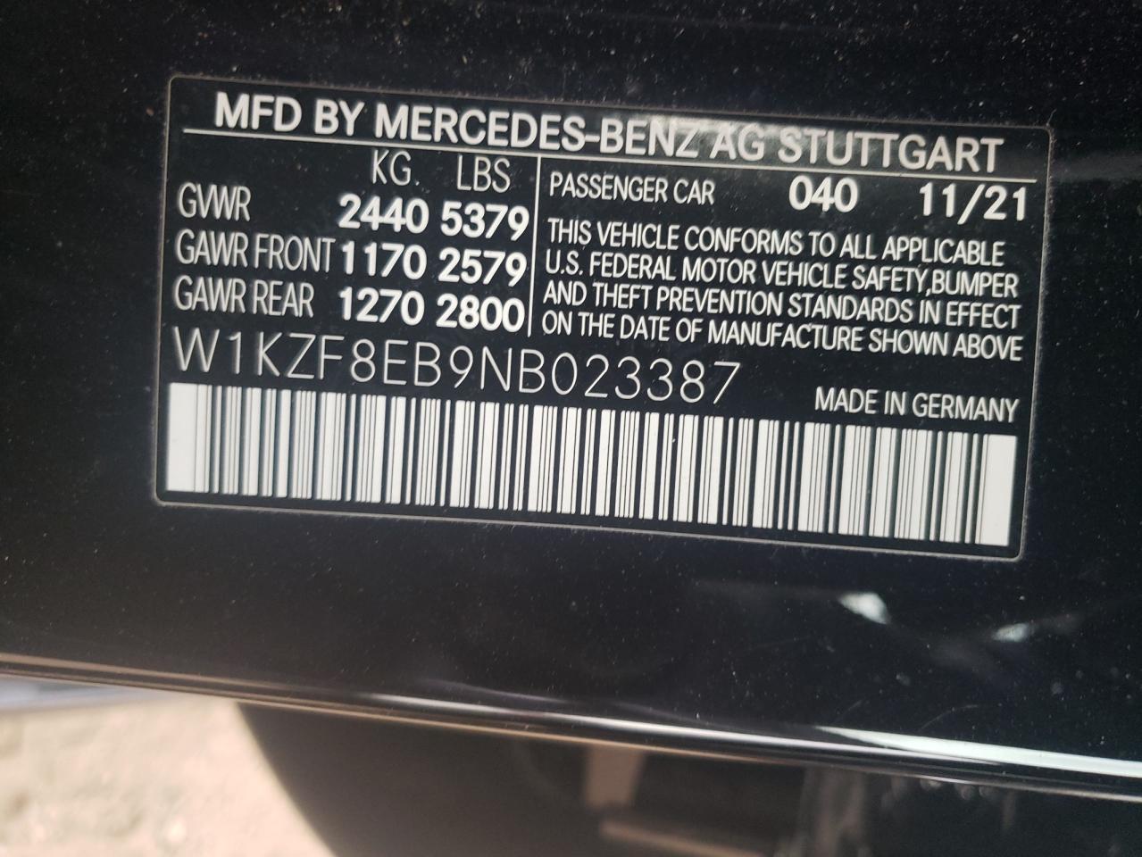 2022 Mercedes-Benz E 350 4Matic VIN: W1KZF8EB9NB023387 Lot: 76964344