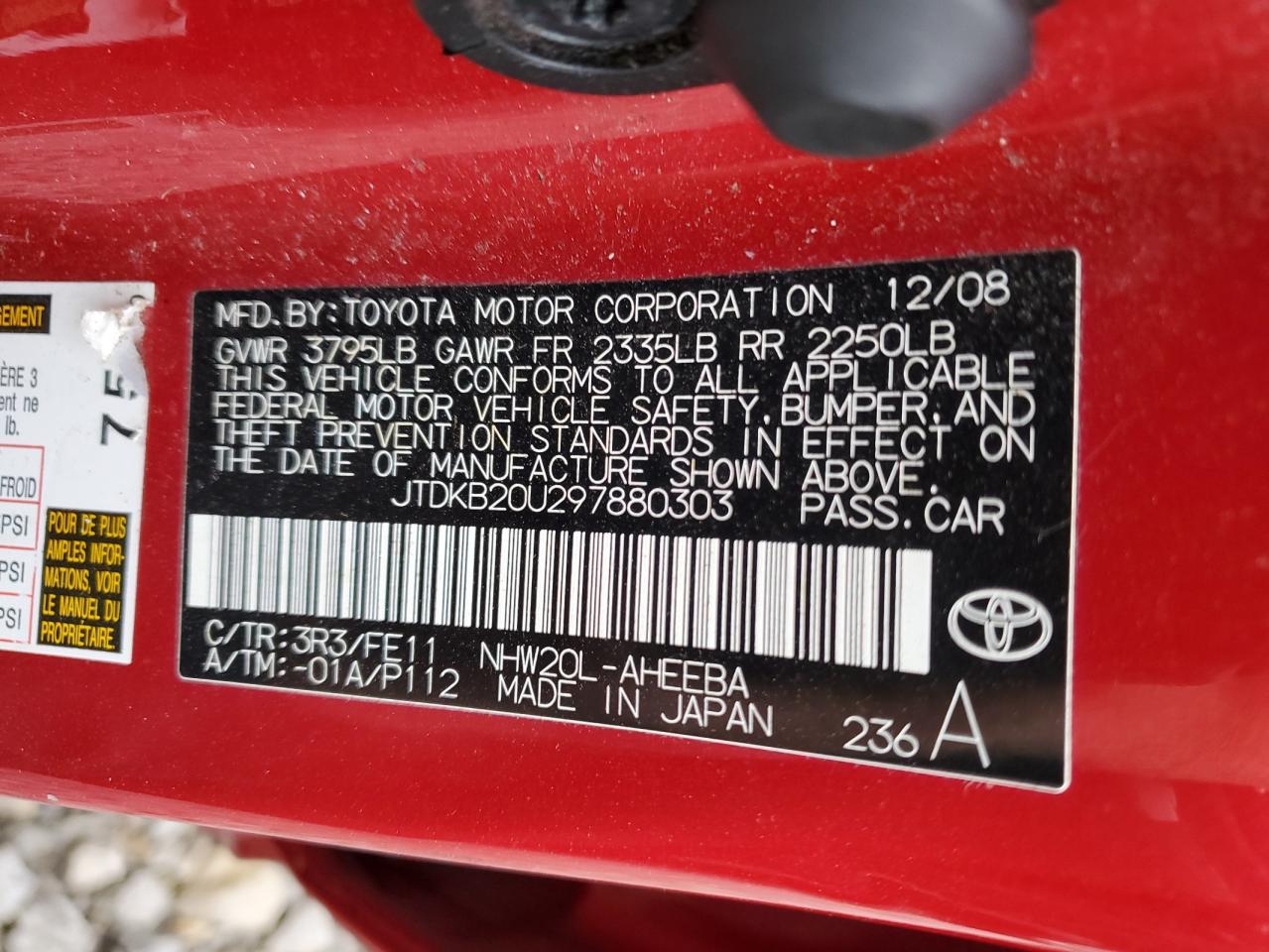 JTDKB20U297880303 2009 Toyota Prius