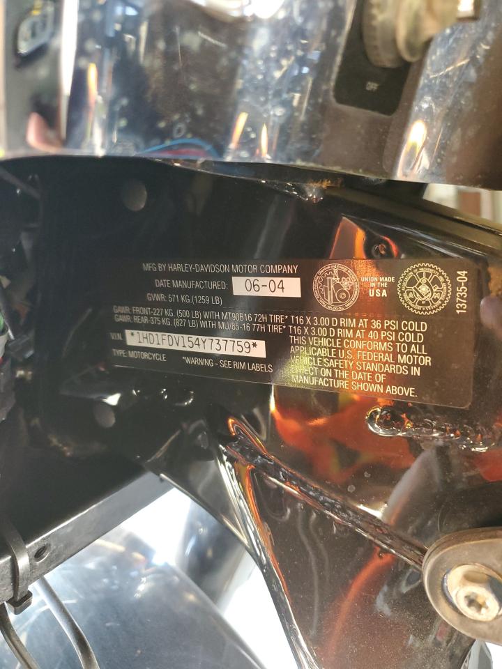 2004 Harley-Davidson Flhr VIN: 1HD1FDV154Y737759 Lot: 76741844