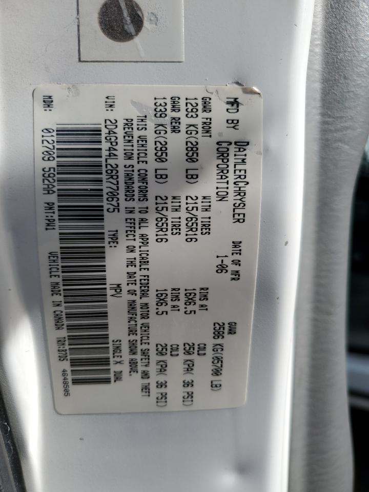 2D4GP44L26R770675 2006 Dodge Grand Caravan Sxt