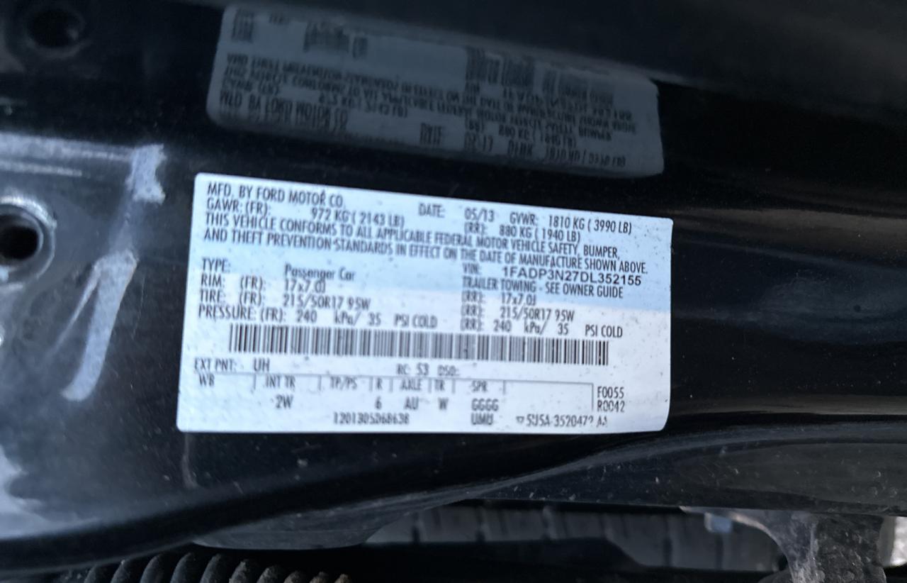 2013 Ford Focus Titanium VIN: 1FADP3N27DL352155 Lot: 76143674