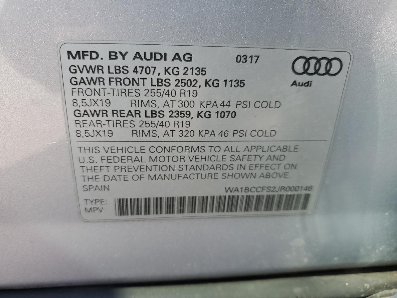 2018 Audi Q3 Premium VIN: WA1BCCFS2JR000146 Lot: 76039404