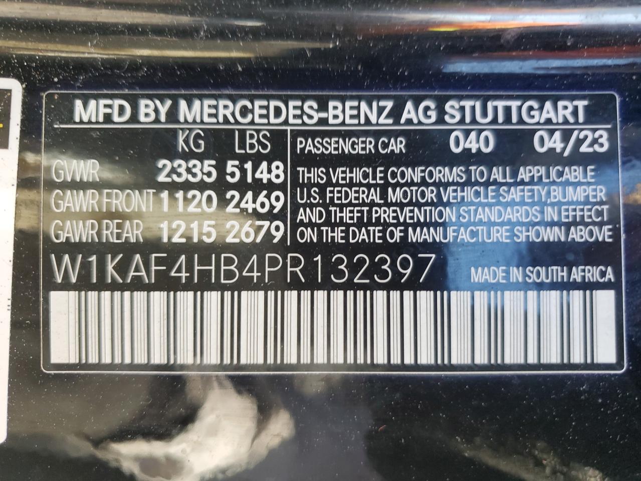 2023 Mercedes-Benz C 300 4Matic VIN: W1KAF4HB4PR132397 Lot: 72783494