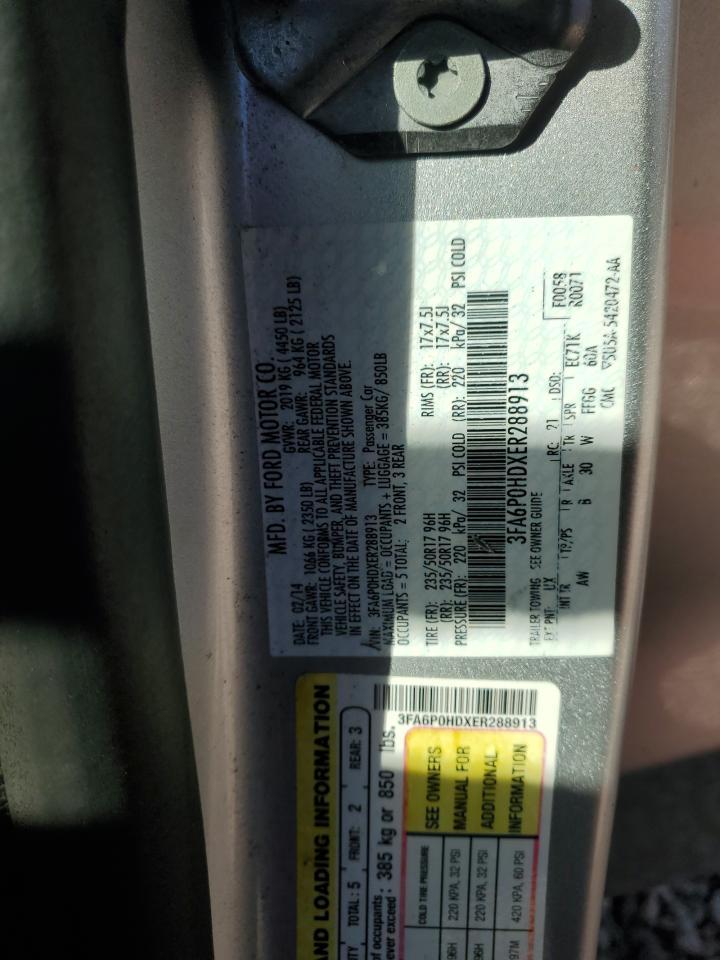 3FA6P0HDXER288913 2014 Ford Fusion Se