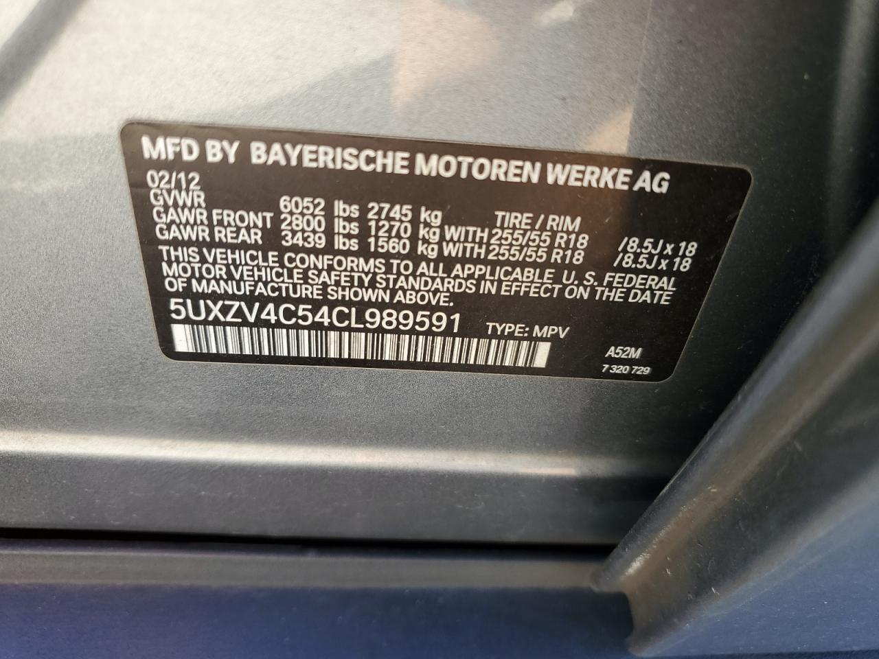 5UXZV4C54CL989591 2012 BMW X5 xDrive35I