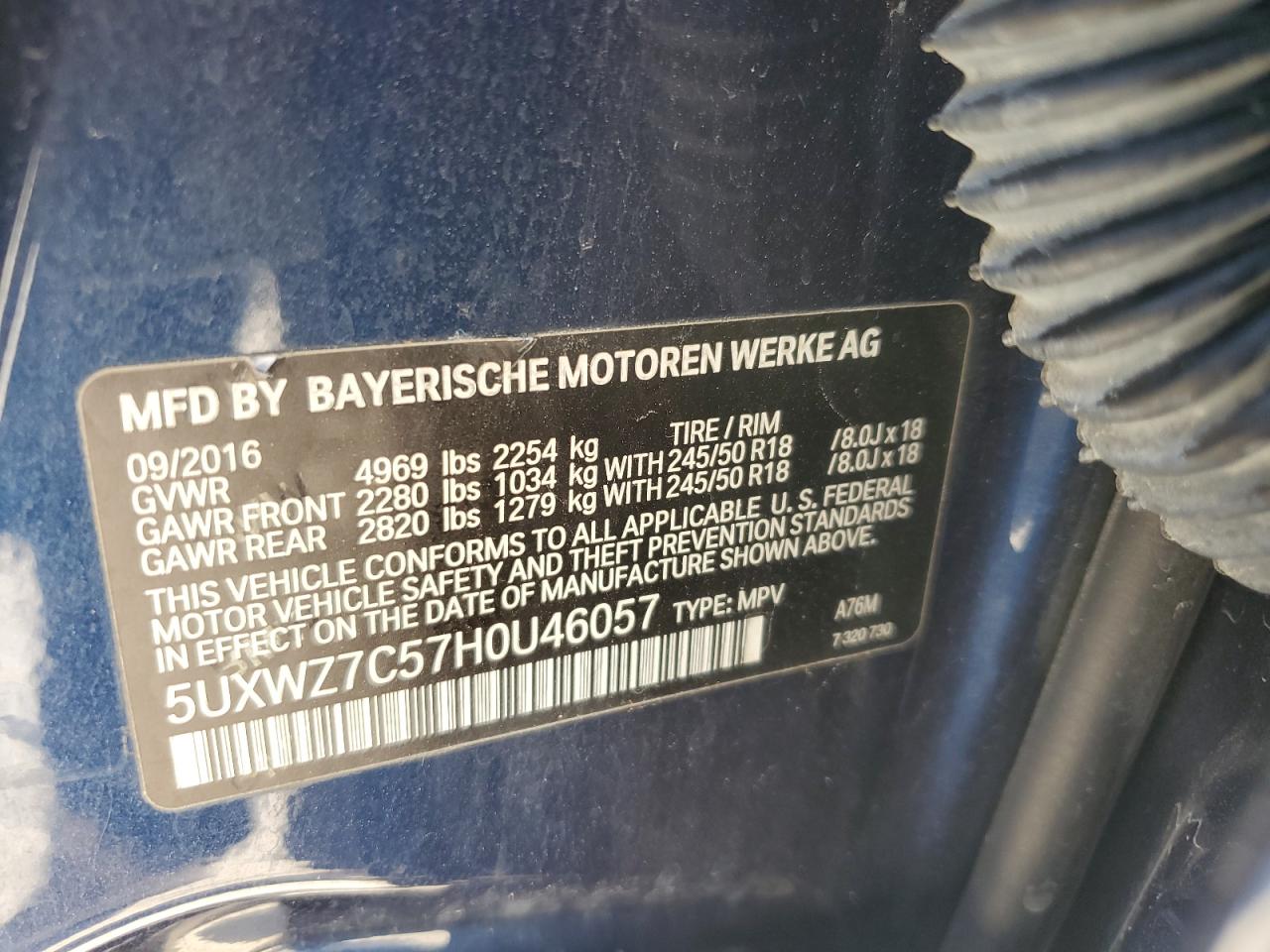 5UXWZ7C57H0U46057 2017 BMW X3 Sdrive28I