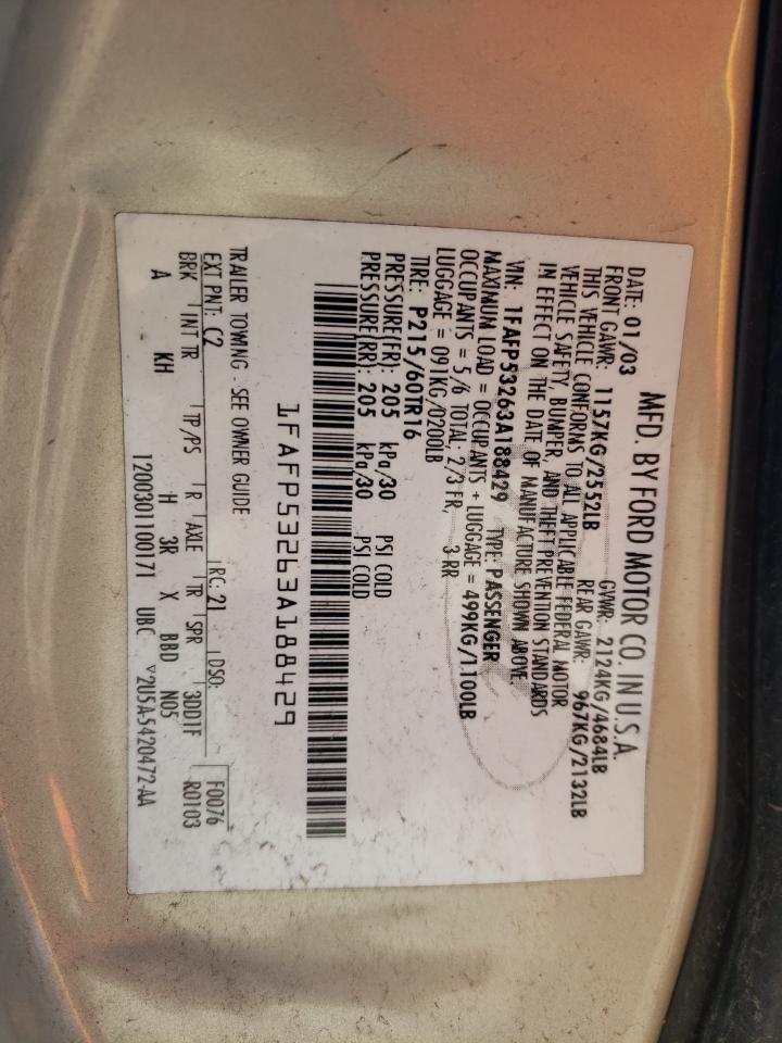 1FAFP53263A188429 2003 Ford Taurus Se