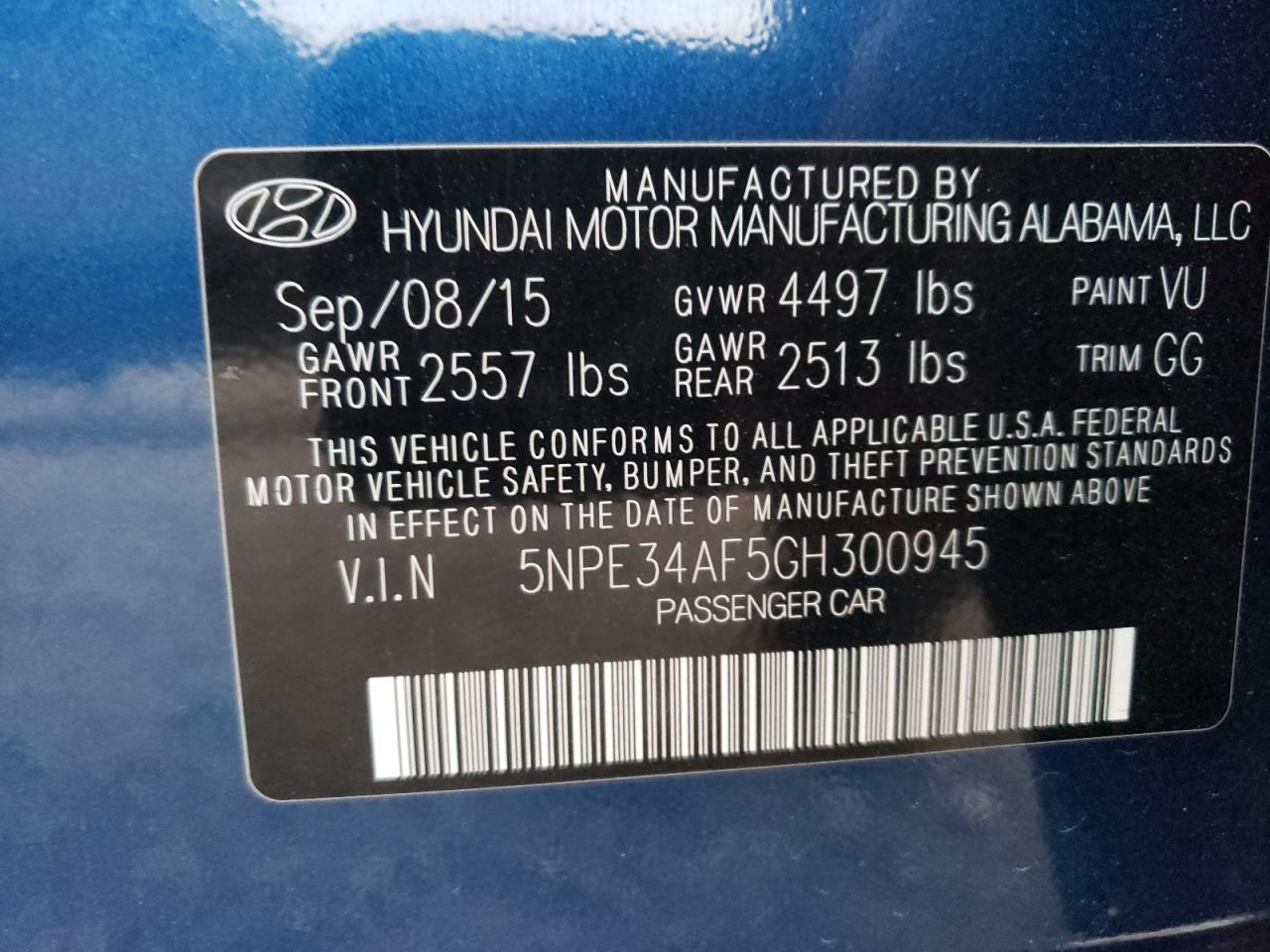 5NPE34AF5GH300945 2016 Hyundai Sonata Sport