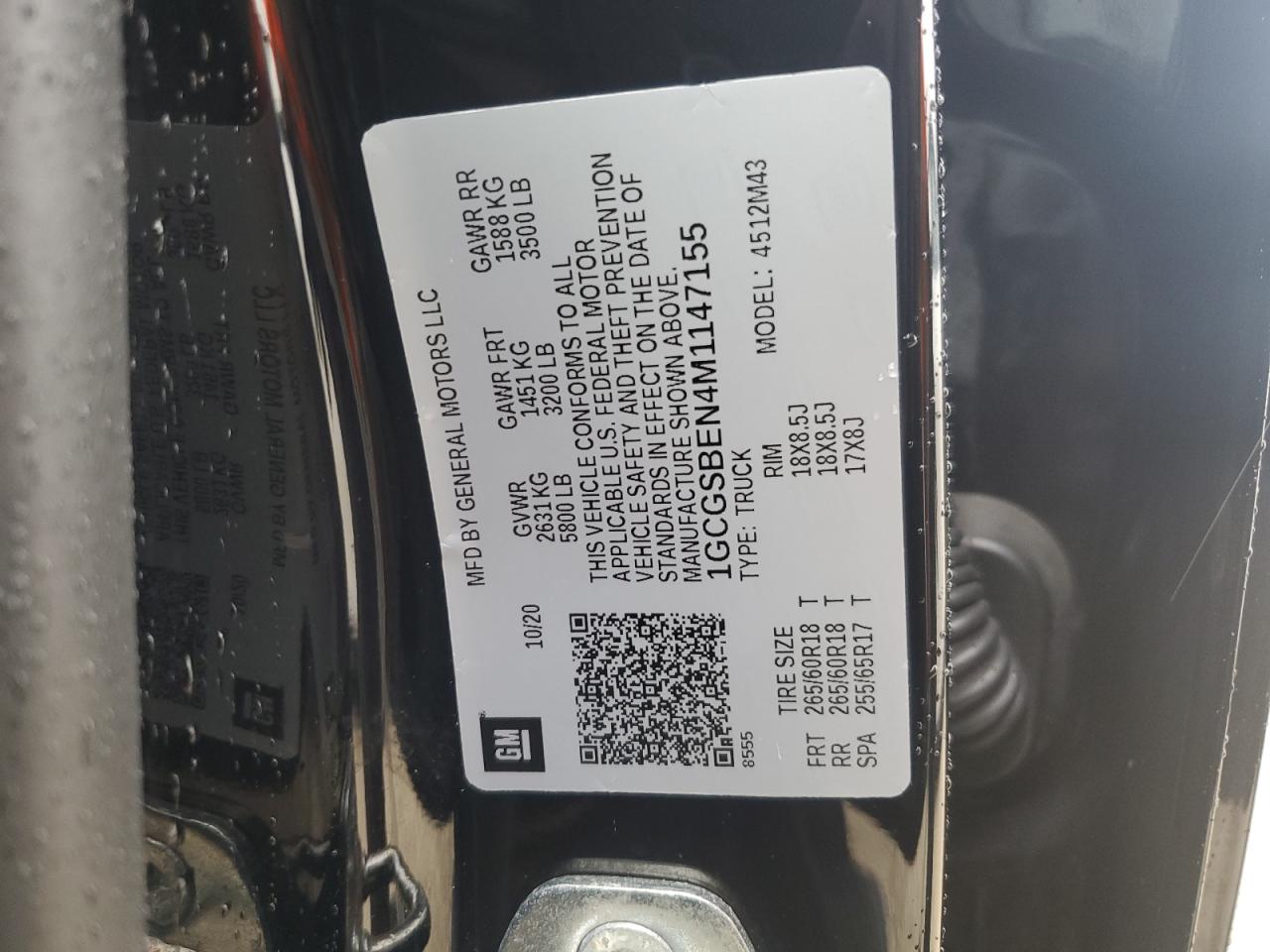 1GCGSBEN4M1147155 2021 Chevrolet Colorado